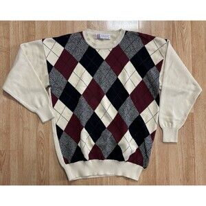 Vintage Slazenger Pullover Sweater Argyle Golf Shop Collection 100% Cotton XL